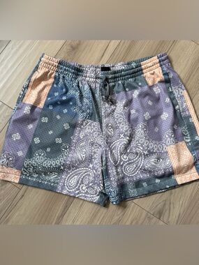LCKR Brentwood Men's Mesh Lined Patchwork Paisley Athletic Shorts  XXL